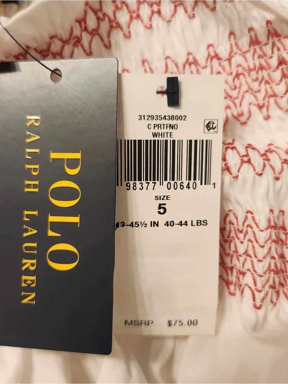 NWT Polo Ralph Lauren Smocked Eyelet‎ Embroidered Cotton Jersey Dress Classic